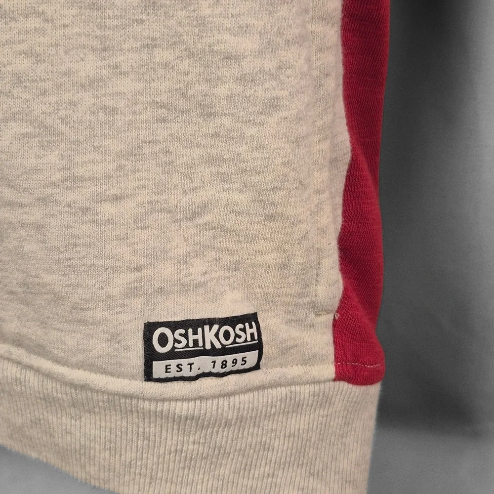 Boys OshKosh Zip Up Hoodie Kids‎ Size 14 Red Navy Colorblock Fleece Sweatshirt